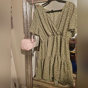 SHEIN Size 2xl Sage green heart pattern sweetheart dress